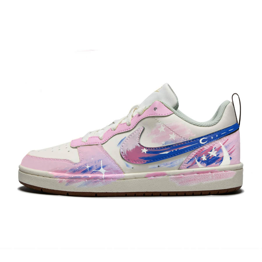Nike Nike Court Borough Starry Night Leather Slip Resistant Abrasion Resistant Low top Kids' Skateboarding Shoes Dream Pink