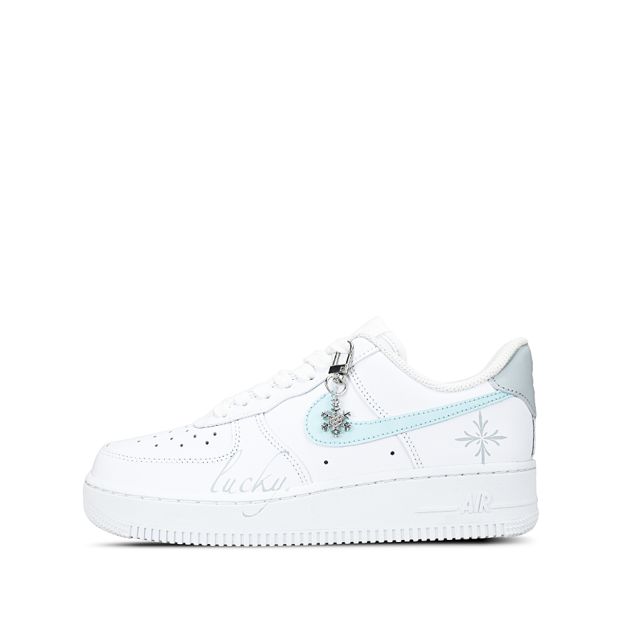 Nike Nike Air Force 1 LE Synthetic Leather Slip Resistant Low top Kids' Skateboarding Shoes White Teenagers