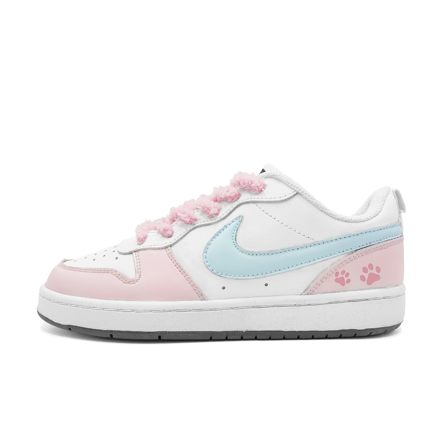 Nike Nike Court Borough Synthetic Leather Slip Resistant Abrasion Resistant Low top Skateboard Shoes Pink Kids'