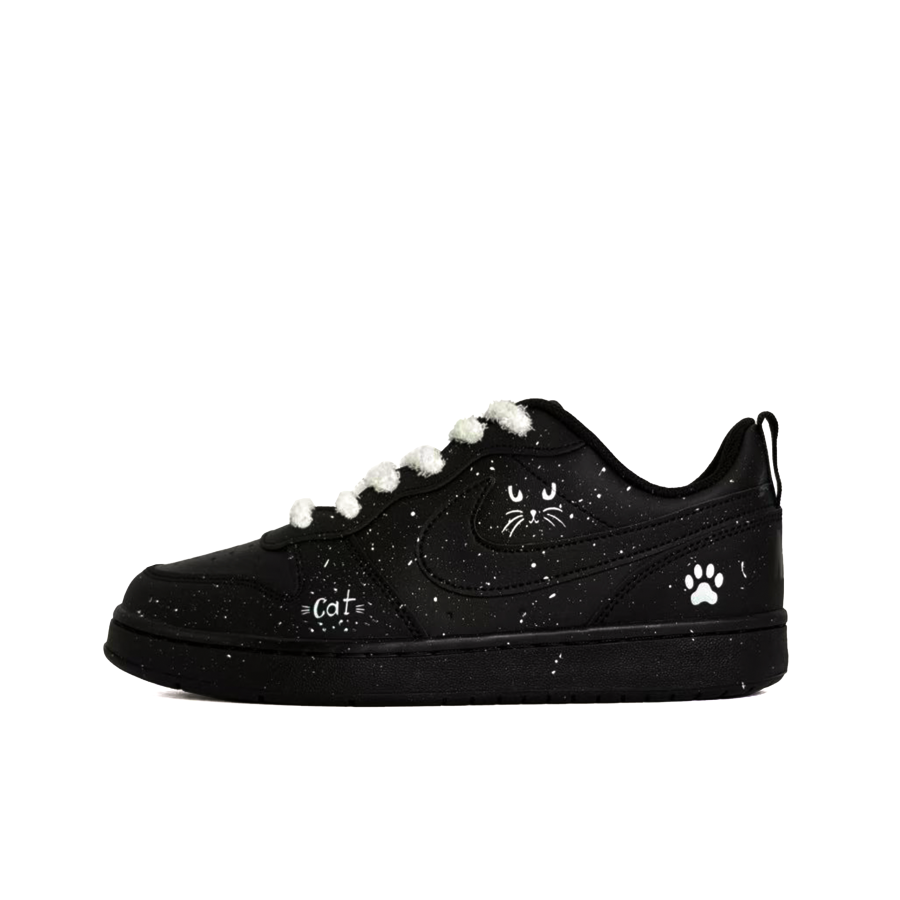 Nike Nike Court Borough Dark Night Meow Shadow Abrasion Resistant Kids' Skateboarding Shoes Black Teenagers