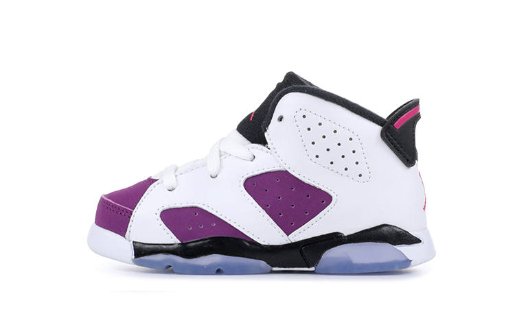 Jordan Jordan Air Jordan 6 Slip Resistant Cushioning Mid top Toddler Shoes White Purple Infant And Toddler