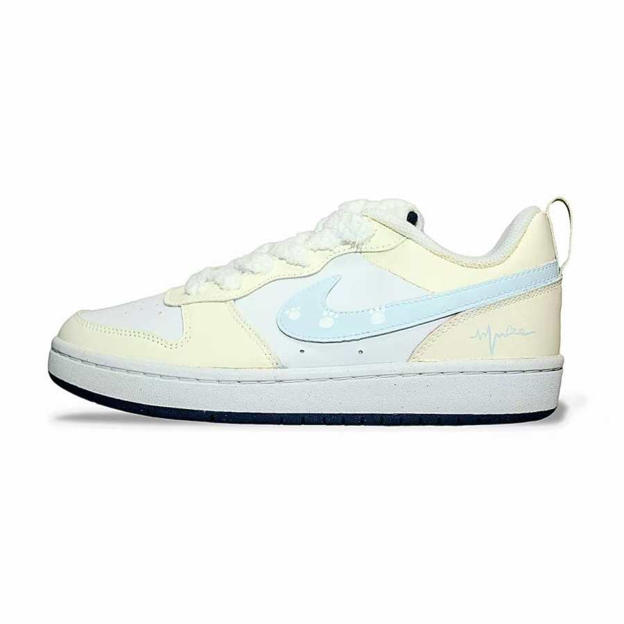 Nike Nike Court Borough Cheesecake Egg Tart Cushioning Abrasion Resistant Breathable Low top Kids' Skateboarding Shoes