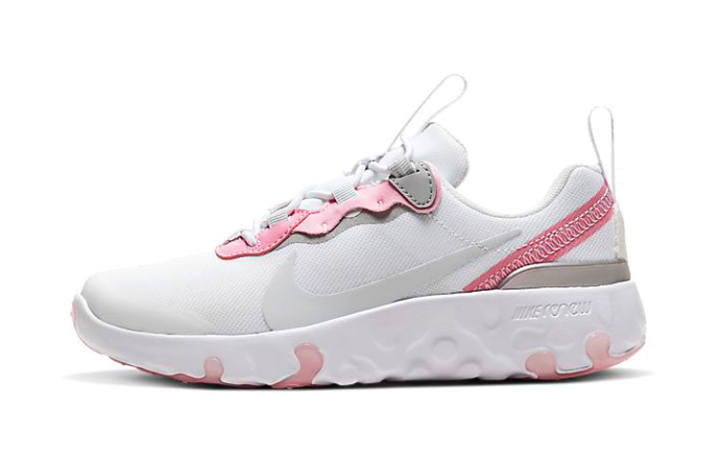 Nike Nike React Element 55 Cushioning Slip Resistant Cushioning Slip Resistant Low top Kids' Running Shoes Pink White