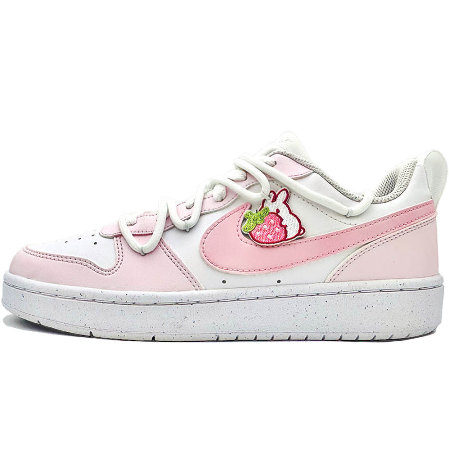 Nike Nike Court Borough Leather Slip Resistant Low top Kids' Skateboarding Shoes Pink White Teenagers