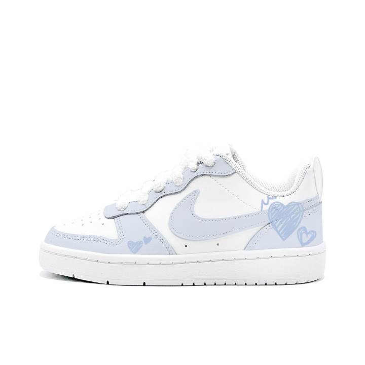 Nike Nike Court Borough Blue Heart Domain Leather Low top Kids' Skateboarding Shoes Light Blue Unisex