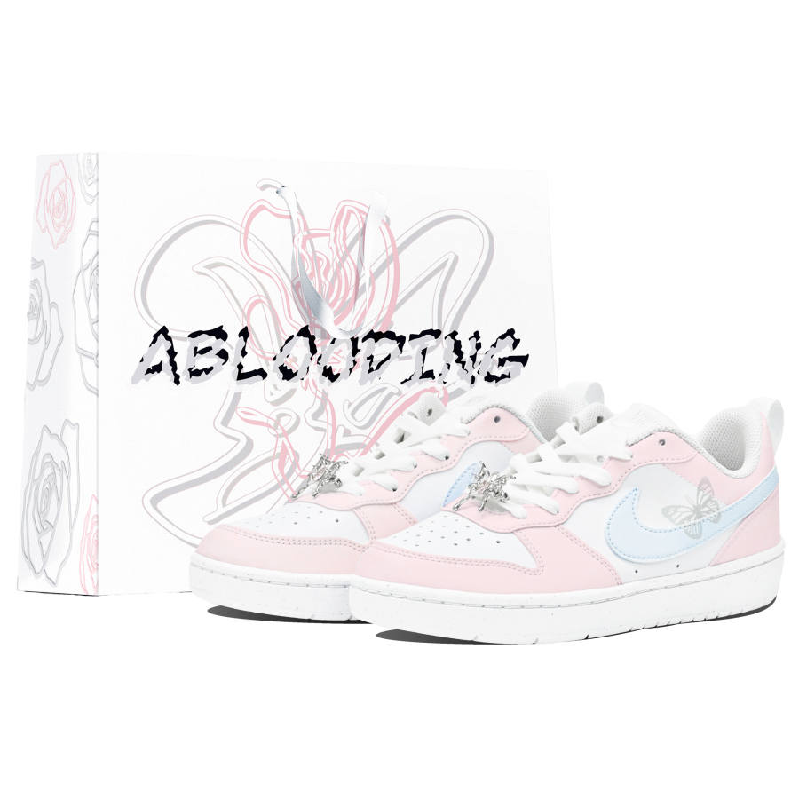 Nike Nike Court Borough Low top Kids' Skateboarding Shoes Blue Pink Teenagers