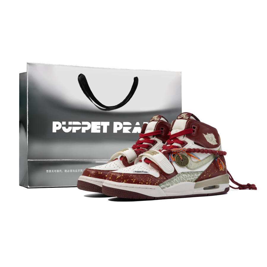 Jordan Jordan Legacy 312 Synthetic Leather Slip Resistant Cushioning High top Children's Basketball Shoes White Red Teenagers