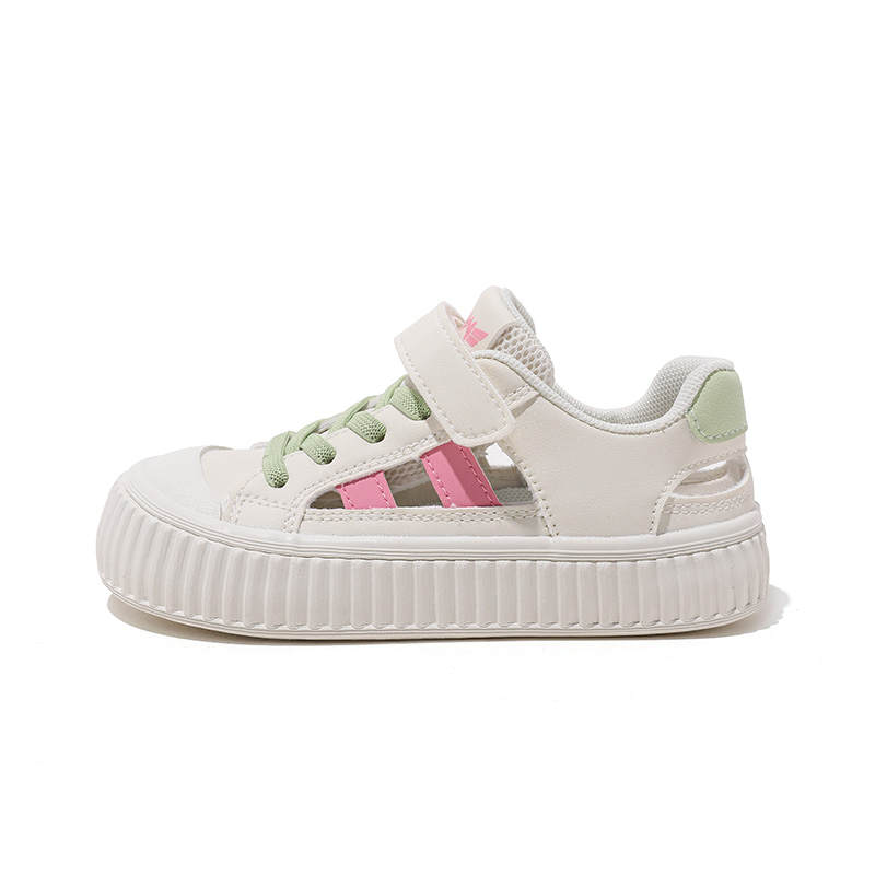 BIG WASP Slip Resistant Breathable Lightweight Cushioning Low top Kids' Skateboarding Shoes Beige Pink Teenagers