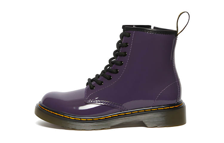 Dr.Martens 1460 Patent Leather Low Shaft Combat Boots Purple Teenagers