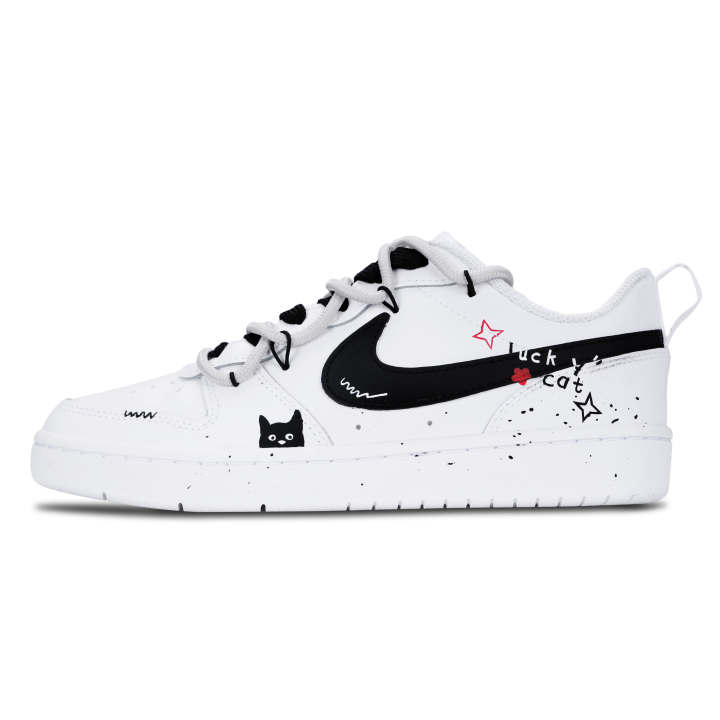 Nike Nike Court Borough Little Black Cat Leather Slip Resistant Abrasion Resistant Cushioning