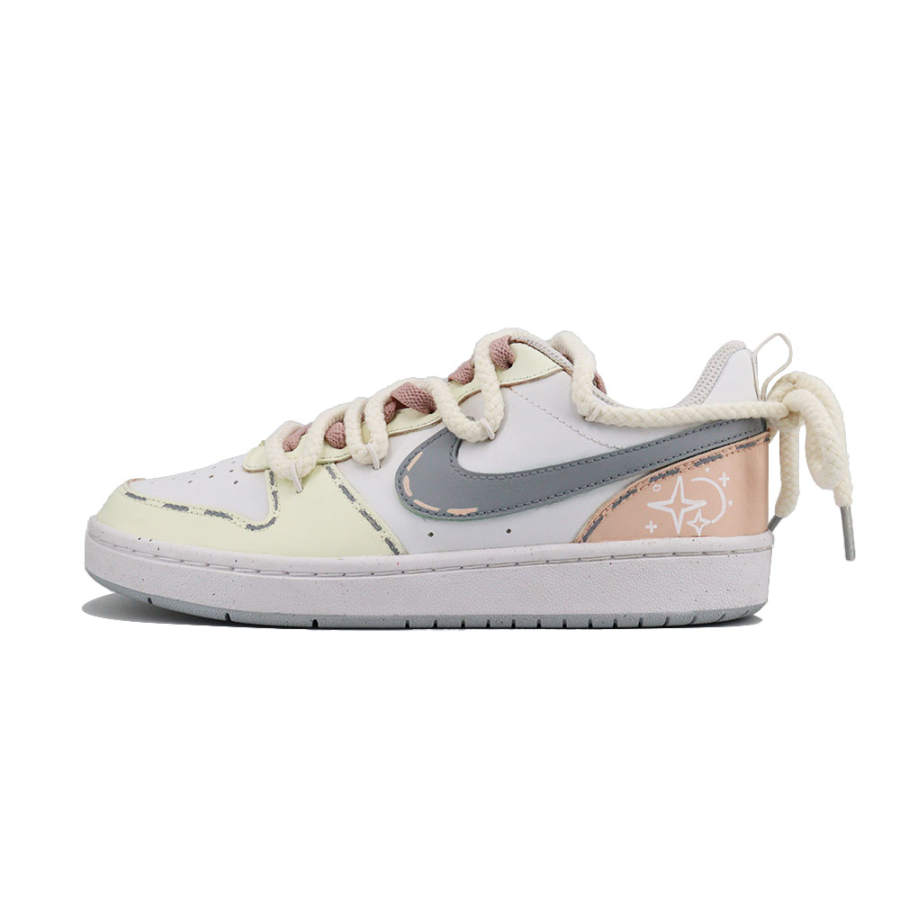 Nike Nike Court Borough Seven Point Adjustment, Warm Winter Star Sugar Low top Kids' Skateboarding Shoes Yellow Gray