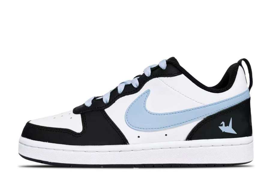 Nike Nike Court Borough Leather Slip Resistant Abrasion Resistant Low top Kids' Skateboarding Shoes Blue Black Unisex
