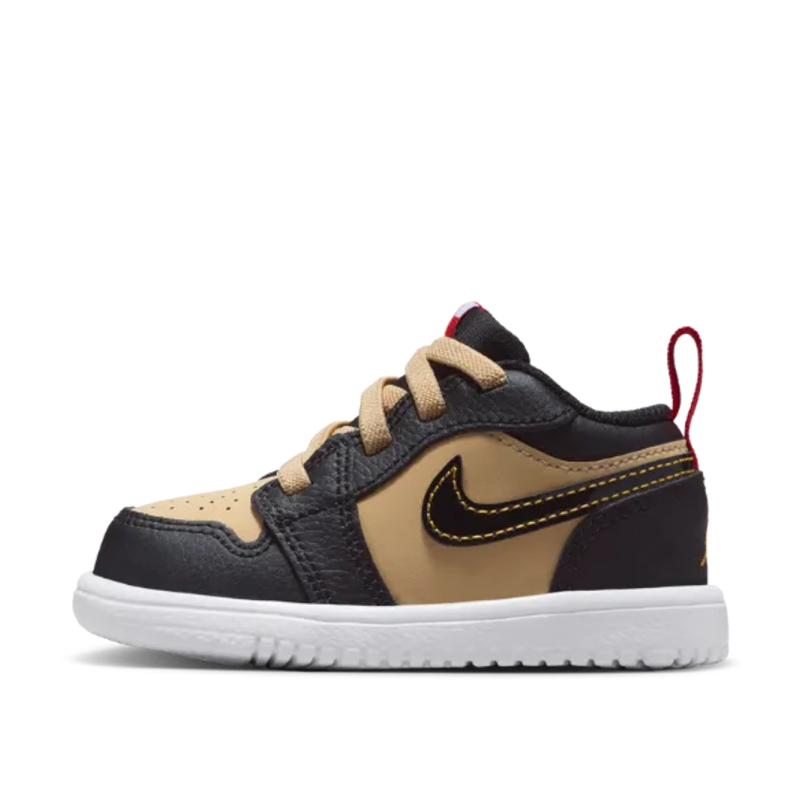Jordan Jordan Air Jordan 1 Leather Abrasion Resistant Abrasion Resistant Low top Toddler Shoes Tan/Black Infant And Toddler