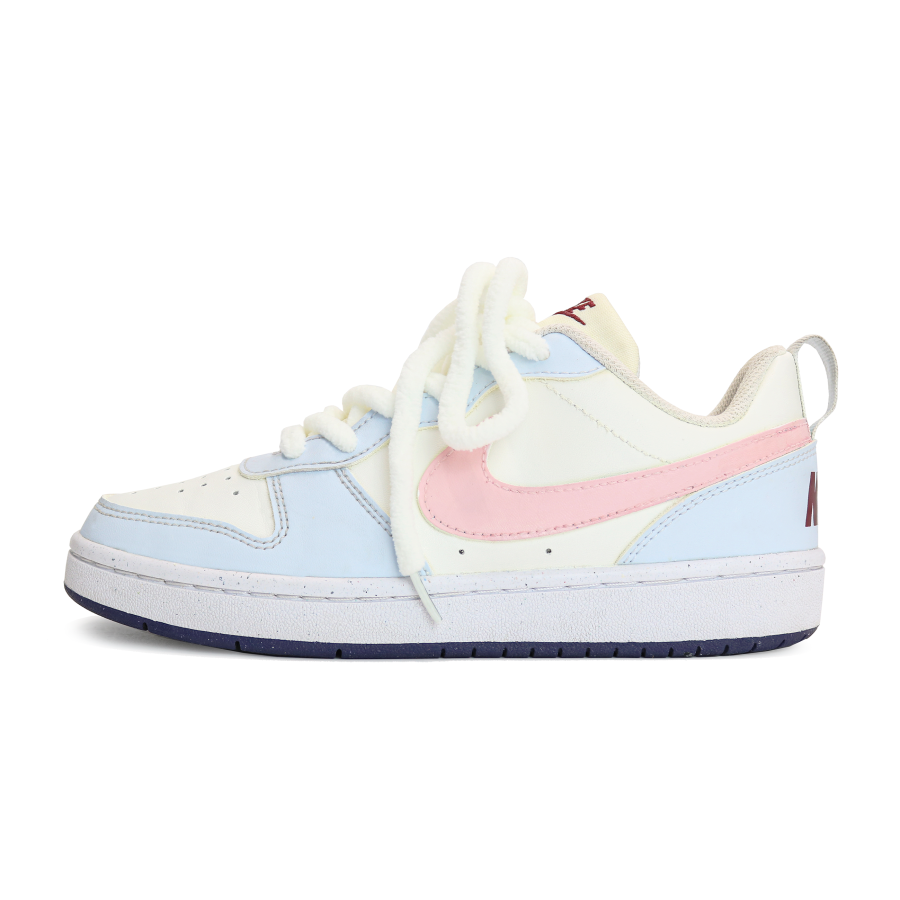 Nike Nike Court Borough Leather Slip Resistant Abrasion Resistant Low top Kids' Skateboarding Shoes Blue Pink Teenagers