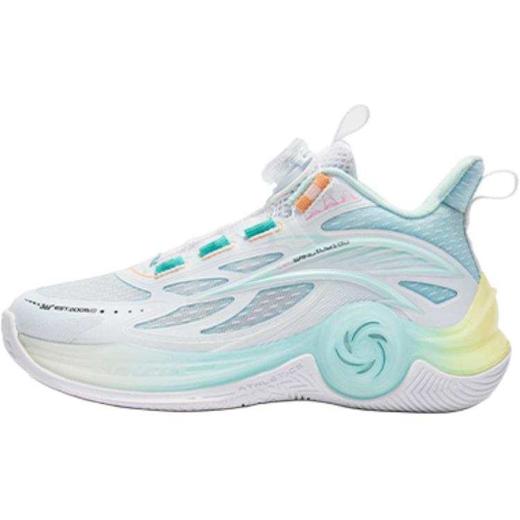 361°KIDS Low top Basketball Shoes 361 Degrees White/Light Blue Green/Sky Blue Teenagers