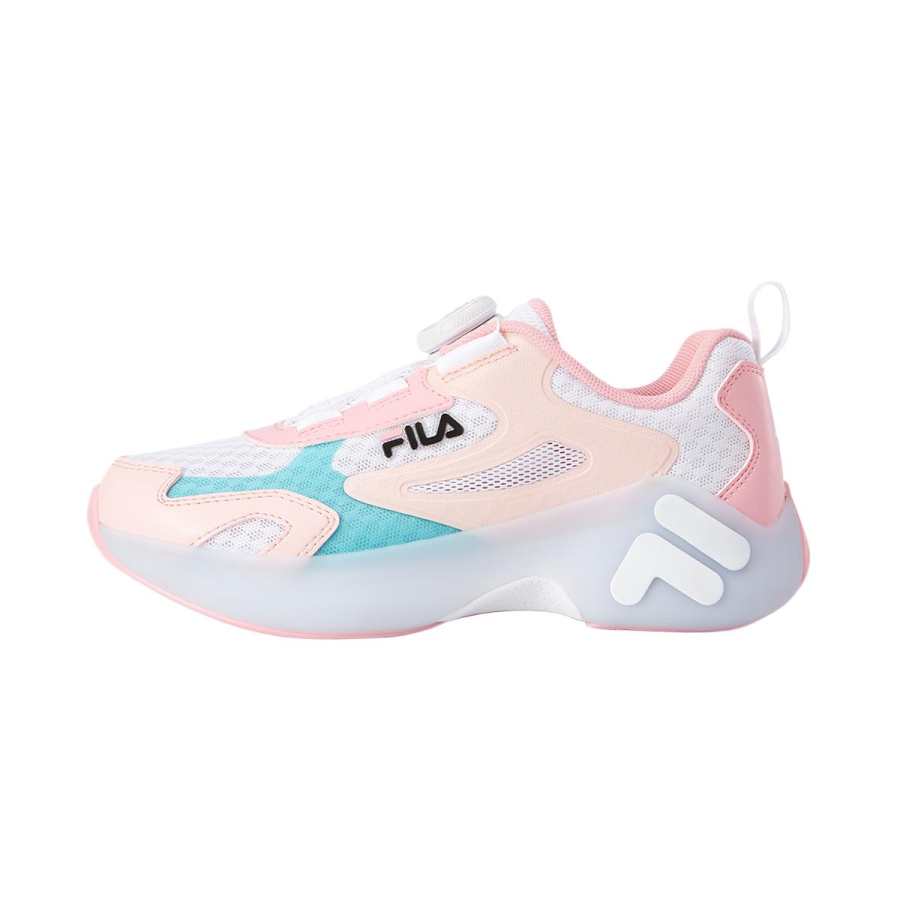 FILA KIDS BOA Comfortable Slip Resistant Abrasion Resistant Low top Kids Lifestyle Shoes FILA White/Touch Me Not Plum