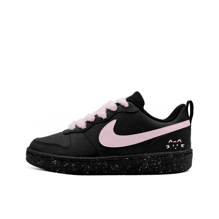Nike Nike Court Borough Pink Cat Leather Slip Resistant Abrasion Resistant Slip Resistant Abrasion Resistant Low top
