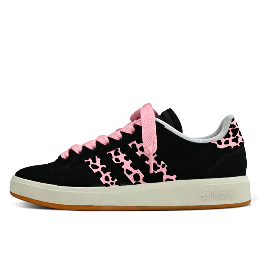 Adidas Adidas Grand Court Base 00s Leopard Print Black Trend Abrasion Resistant Abrasion Resistant Low top Skateboard Shoes