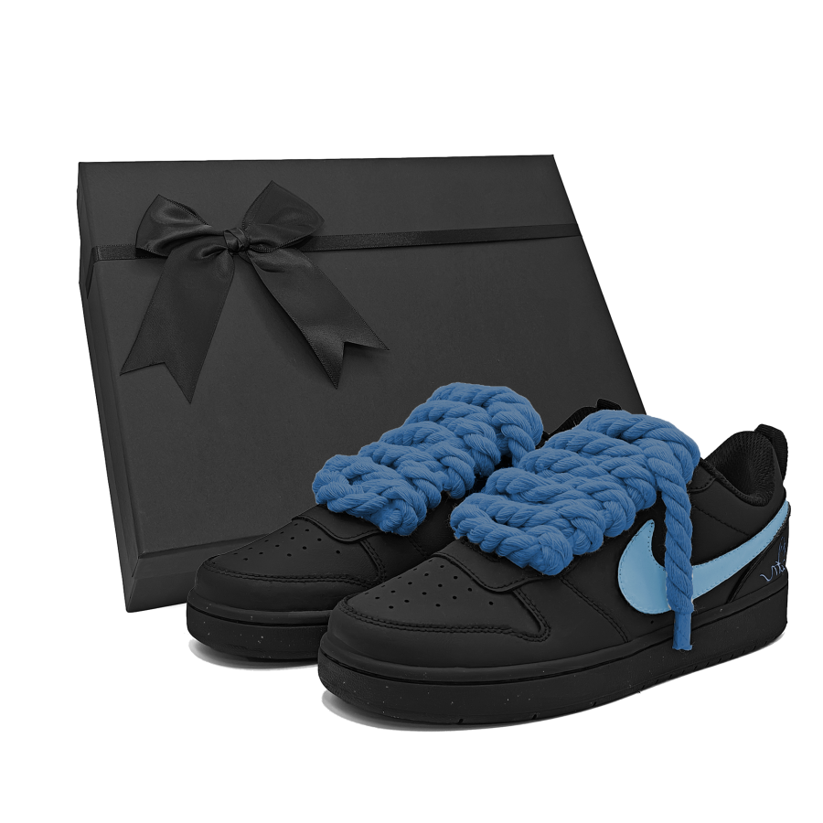 Nike Nike Court Borough Leather Slip Resistant Lightweight Cushioning Low top Kids' Skateboarding Shoes Blue Teenagers