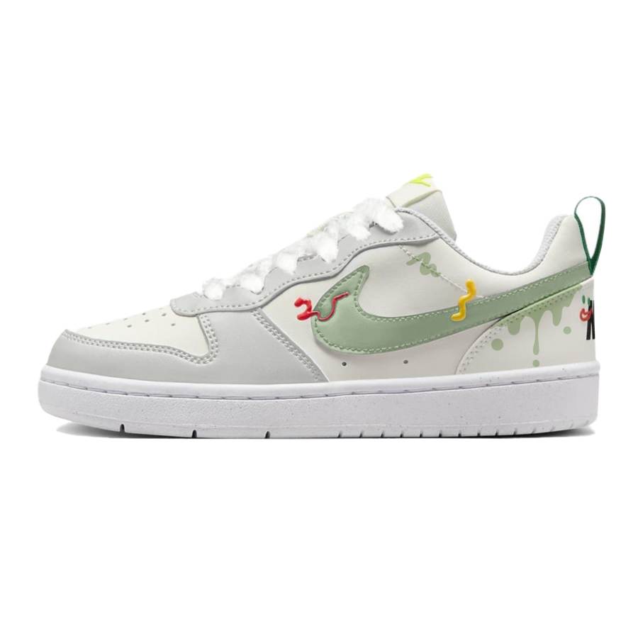 Nike Nike Court Borough Slip Resistant Slip Resistant Low top Kids' Skateboarding Shoes White Gray Teenagers