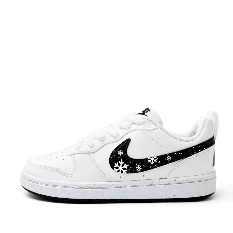 Nike Nike Court Borough Snowflake Synthetic Leather Slip Resistant Abrasion Resistant Low top Kids' Skateboarding Shoes