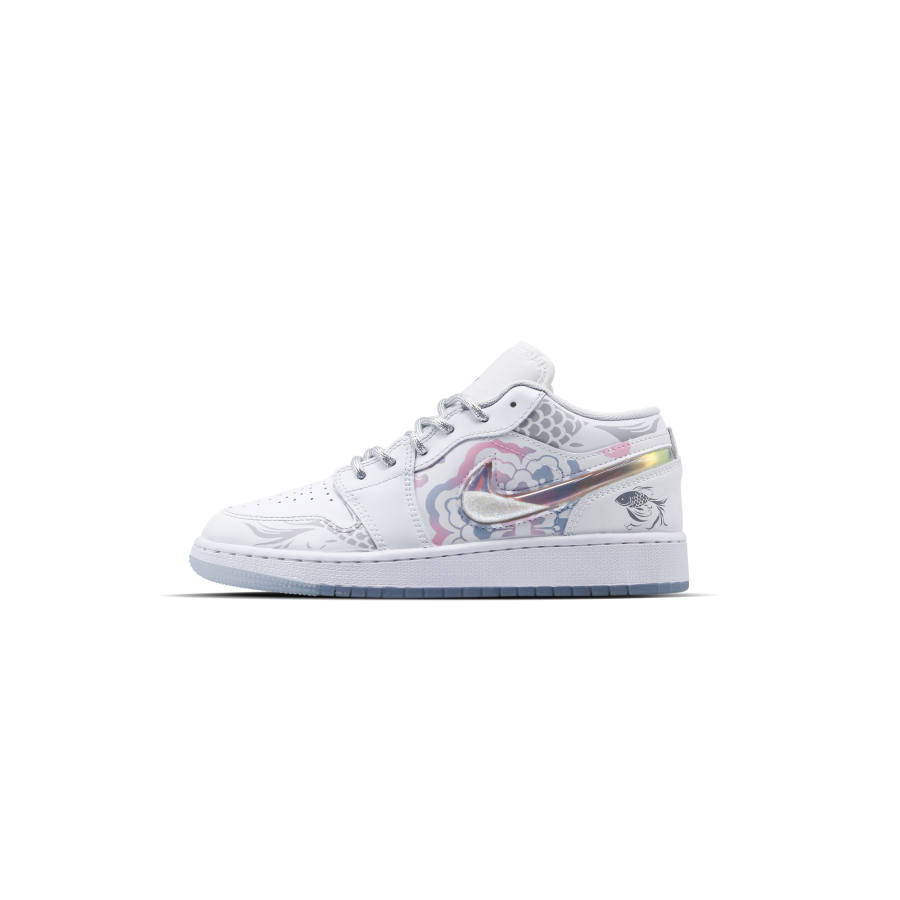 Jordan Jordan Air Jordan 1 Slip Resistant Slip Resistant Low top Children's Basketball Shoes White Teenagers