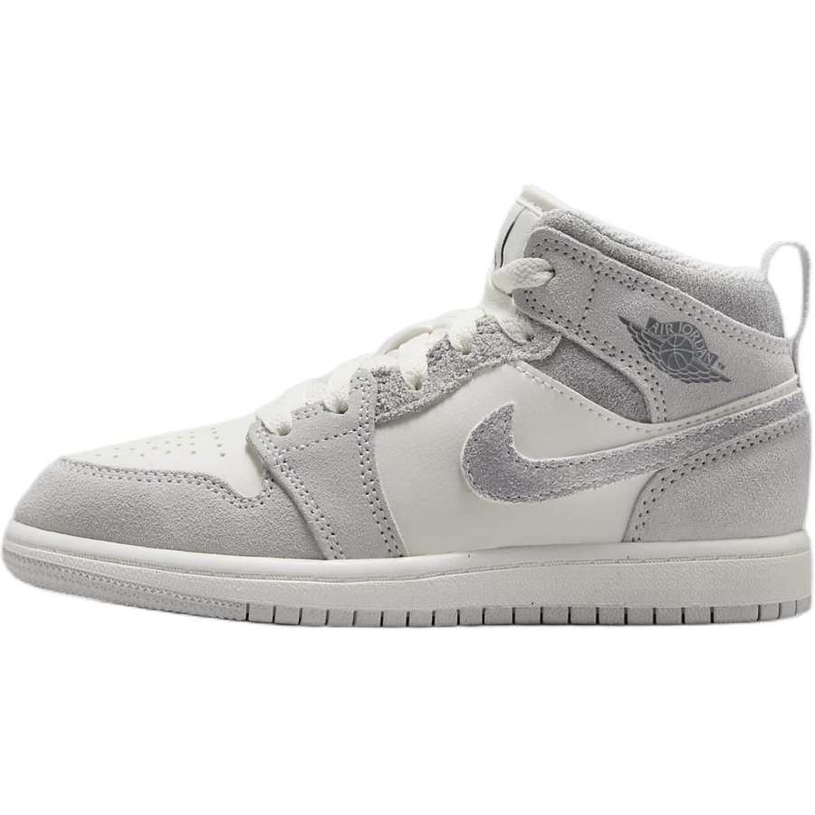 Jordan Jordan Air Jordan 1 Leather Anti Kick Cushioning Mid top Kids' Skateboarding Shoes Light Gray Kids'
