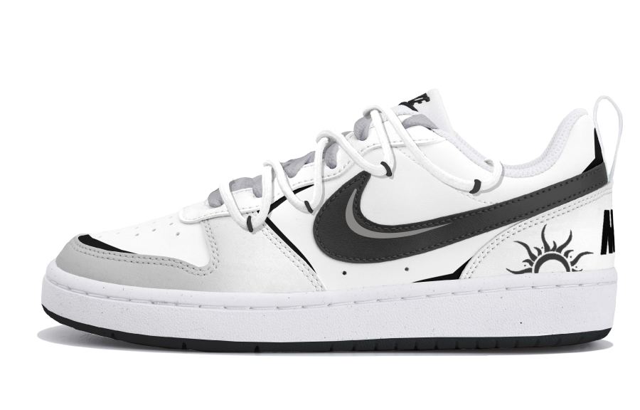 Nike Nike Court Borough Sunlight Black White Low top Kids' Skateboarding Shoes Black Gray White Teenagers