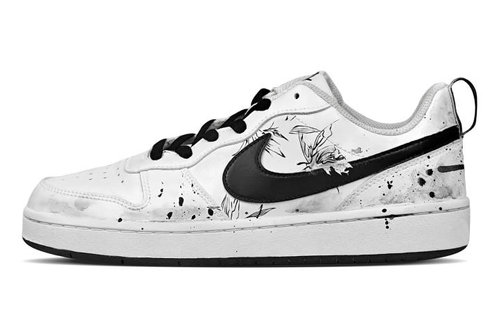 Nike Nike Court Borough Black Rose Jewel Synthetic Leather Low top Skateboard Shoes White Black Kids'