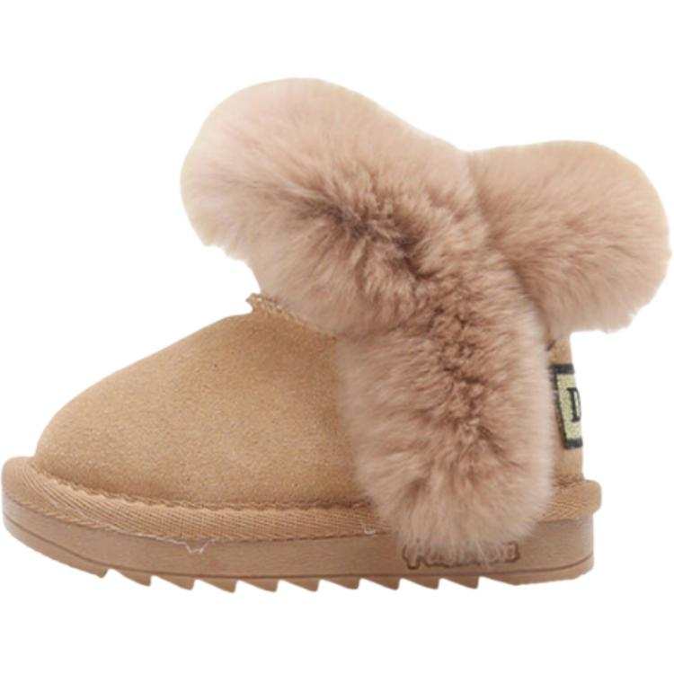 MAIBUXIONG Cow Suede Slip Resistant Thermal Slip Resistant Thermal Mid top Toddler Shoes Camel Infant And Toddler