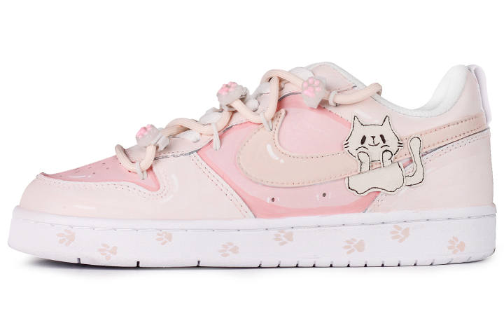 Nike Nike Court Borough Cute Kitten Leather Slip Resistant Abrasion Resistant Low top Kids' Skateboarding Shoes Unisex