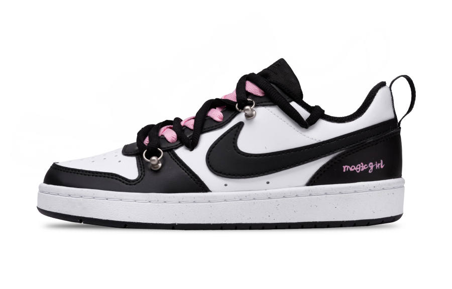 Nike Nike Court Borough Low 2 Leather Abrasion Resistant Breathable Low top Skateboard Shoes Black Kids'