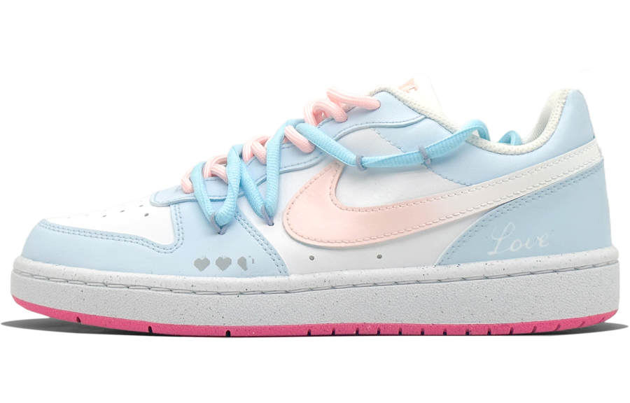 Nike Nike Court Borough Time Sweetheart Slip Resistant Abrasion Resistant Low top Kids' Skateboarding Shoes Light Blue