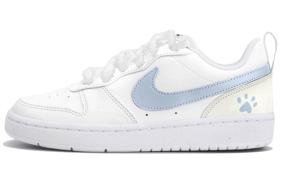 Nike Nike Court Borough Leather Low top Kids' Skateboarding Shoes Beige Blue Teenagers
