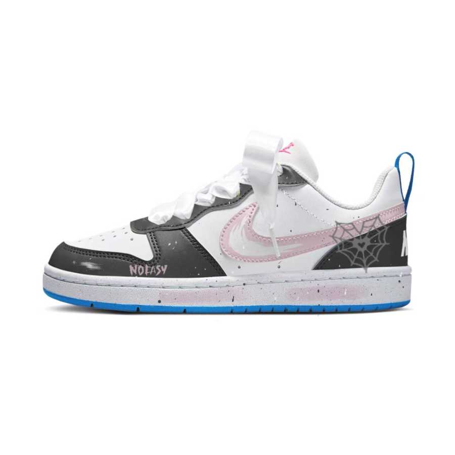 Nike Nike Court Borough Sweet Wild Girlish Slip Resistant Abrasion Resistant Low top Kids' Skateboarding Shoes Black Pink