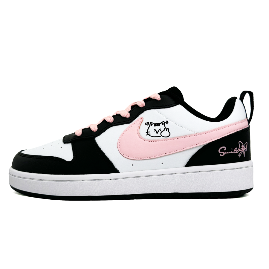 Nike Nike Court Borough Smile Light Pink Leather Breathable Low top Kids' Skateboarding Shoes Kids'