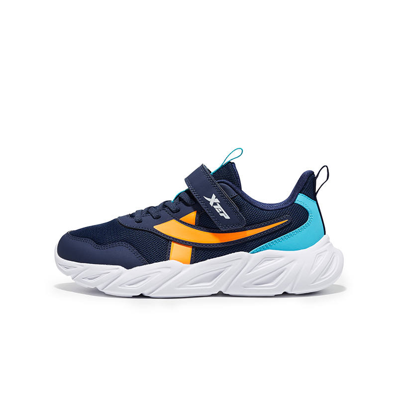 XTEP Light Running Collection Low top Running Shoes Dark Blue Bay Blue Fluorescent Bright Orange Teenagers