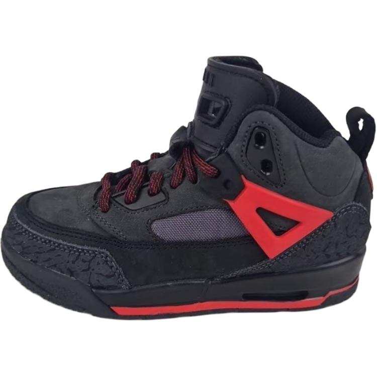 Jordan Jordan Winterized Spizike Abrasion Resistant Mid top Children's Basketball Shoes Black Red Children Aged 3 7 Years Old