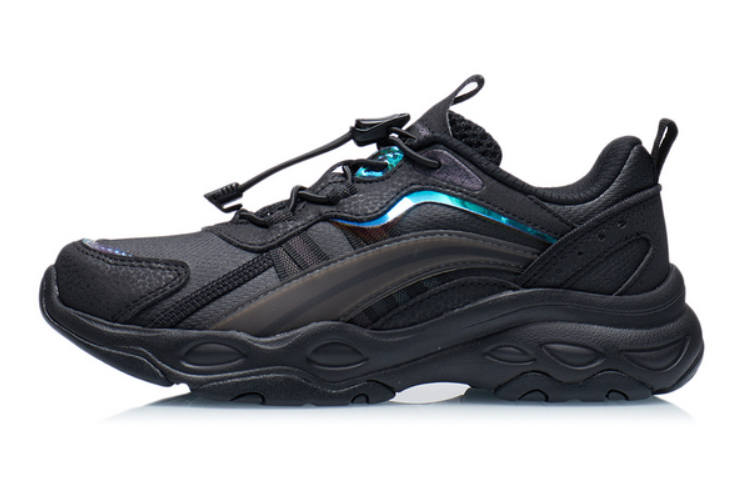 Li-Ning YOUNG Li Ning Slip Resistant Cushioning Breathable Low top Running Shoes Black Teenagers
