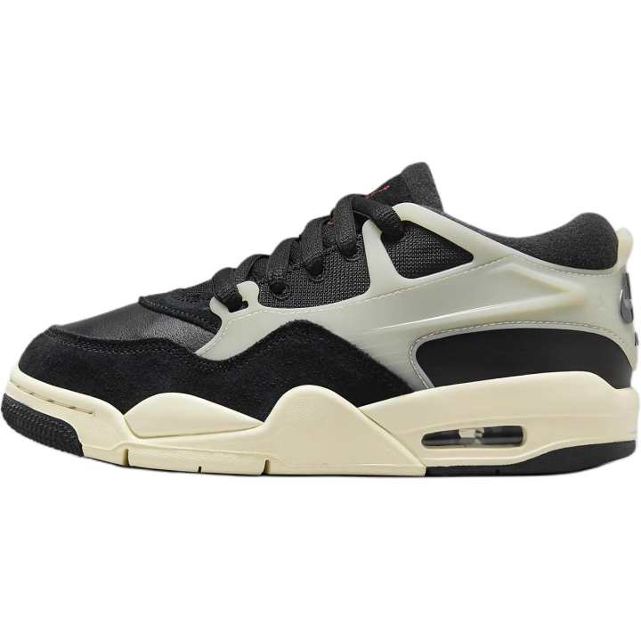 Jordan Jordan Air Jordan 4 Genuine Leather Low top Basketball Shoes Black White Unisex