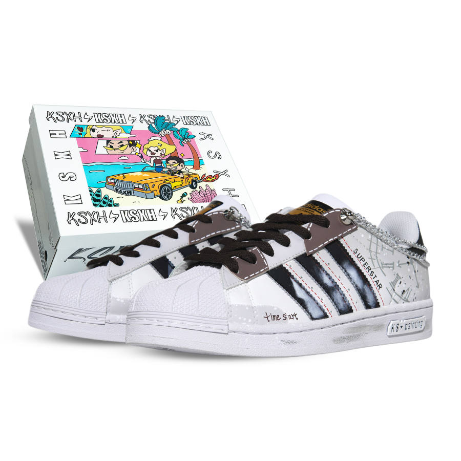 Adidas Originals SUPERSTAR Time Travels Against Schedule Leather Abrasion Resistant Abrasion Resistant Low top