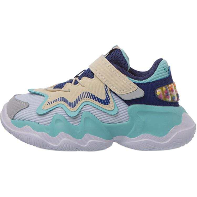 Li-Ning YOUNG Li Ning YOUNG Slip Resistant Abrasion Resistant Low top Kids Lifestyle Shoes White Blue Children Aged 3 7 Years Old