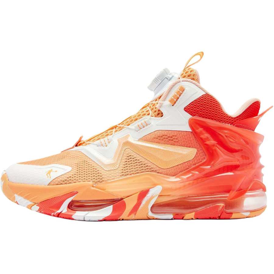 QIAODAN Canglong 6.0 Summer Slip Resistant Abrasion Resistant Mid top Coat Basketball Shoes Cinnabar Orange/Signal Red