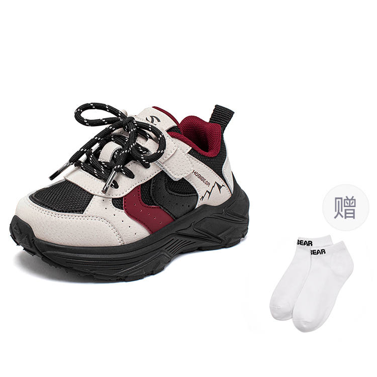 HOBIBEAR Synthetic Leather, Textile Low top Kids Lifestyle Shoes Beige Black Kids'