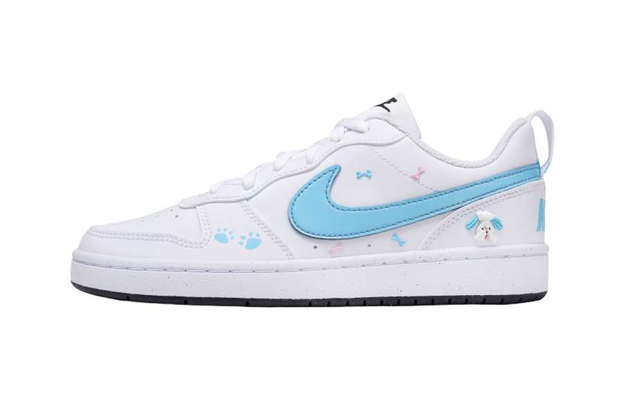 Nike Nike Court Borough Synthetic Leather Low top Kids' Skateboarding Shoes Blue White Kids'