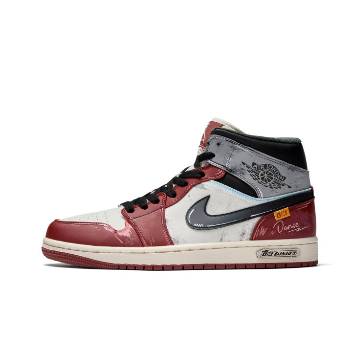 Jordan Jordan Air Jordan 1 Red Black Patchwork Cushioning Abrasion Resistant Slip Resistant