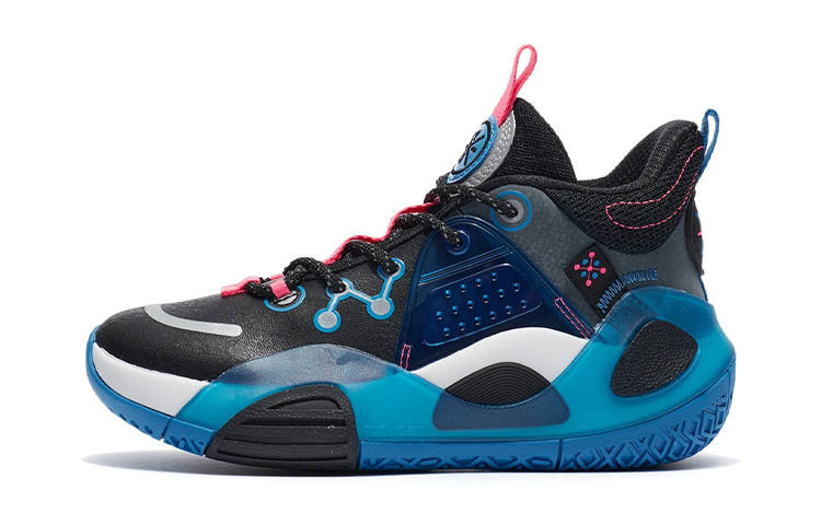 Li-Ning YOUNG Li Ning YOUNG Synthetic Leather Mid top Basketball Shoes Field Of Vision Blue Unisex