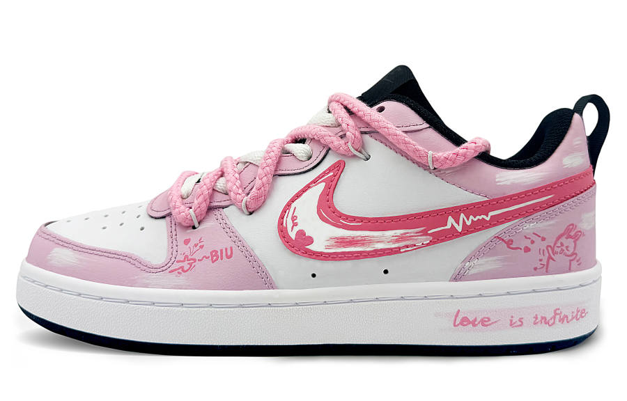Nike Nike Court Borough Low 2 Leather Slip Resistant Low top Kids' Skateboarding Shoes Pink Teenagers