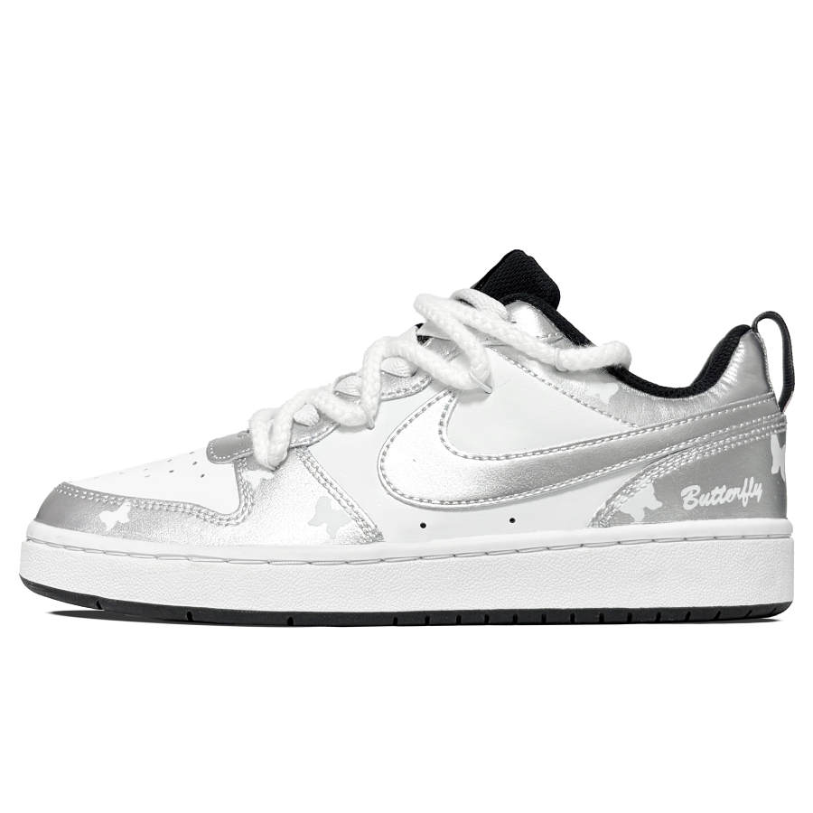 Nike Nike Court Borough Secret Silver Leather Low top Kids' Skateboarding Shoes Silver White Teenagers