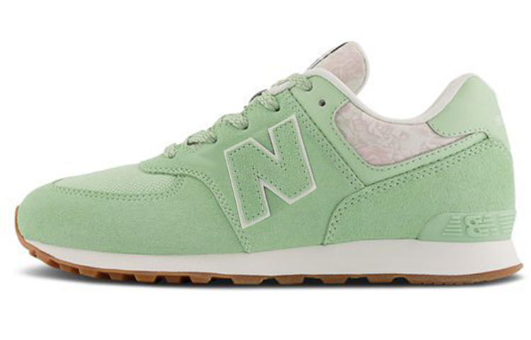 New Balance New Balance NB 574 'Big Floral Avocado Gum' Comfortable And Trendy Low top Kids' Running Shoes Green White Kids'